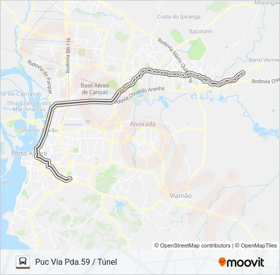 W600 GRAVATAÍ / PUC FAPA UFRGS IPA Bus Line Map