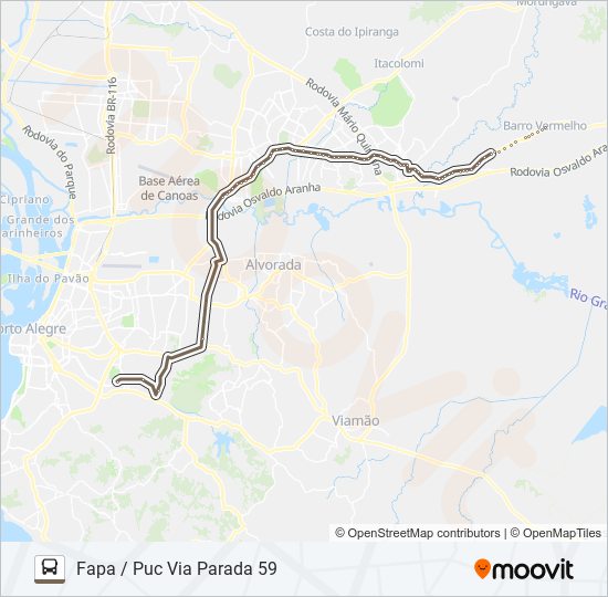 W600 GRAVATAÍ / PUC FAPA UFRGS IPA bus Line Map