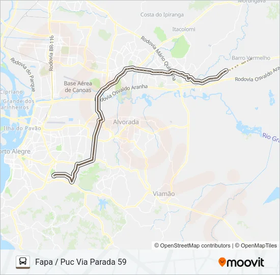 W600 GRAVATAÍ / PUC FAPA UFRGS IPA Bus Line Map