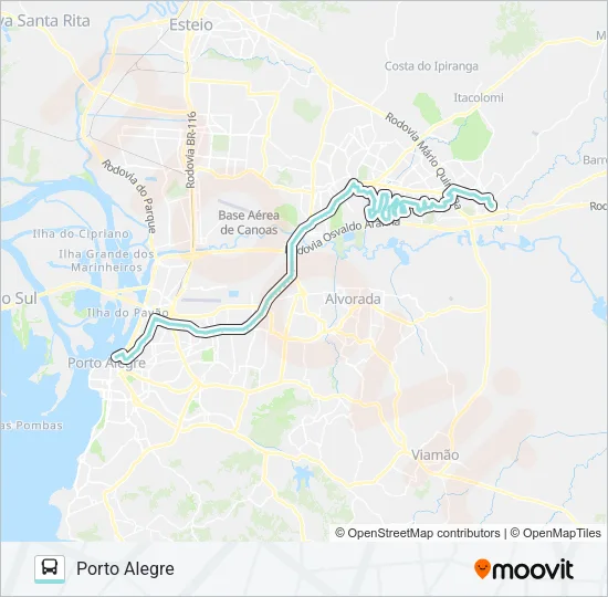 W601 GRAVATAÍ - SUL VIA ASSIS BRASIL Bus Line Map