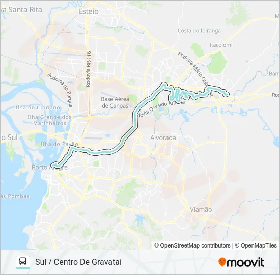 W601 GRAVATAÍ - SUL VIA ASSIS BRASIL Bus Line Map