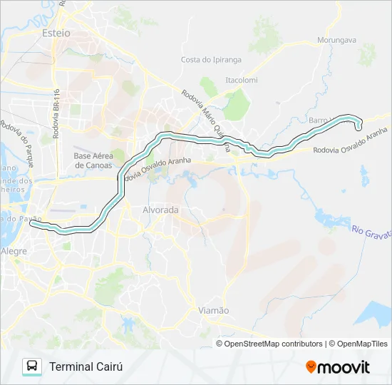 W623 GRAVATAÍ - PARADA 107 ATÉ CAIRÚ Bus Line Map