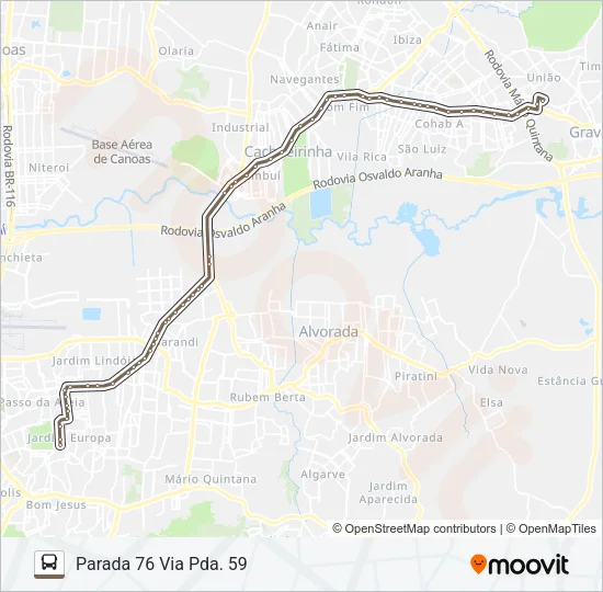 W684 GRAVATAÍ / IGUATEMI - EXECUTIVO Bus Line Map