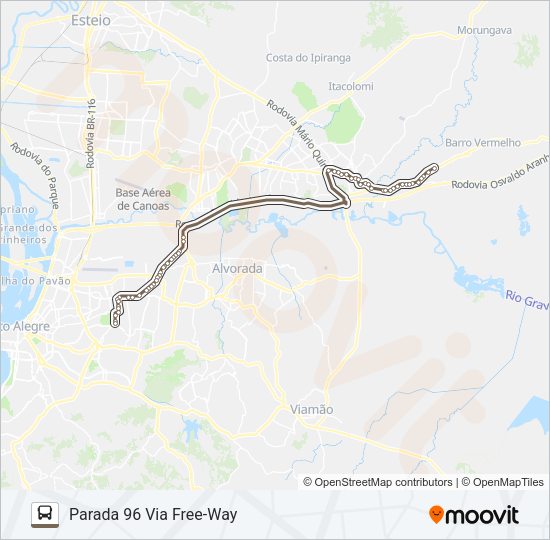 Mapa da linha W684 GRAVATAÍ / IGUATEMI - EXECUTIVO de ônibus