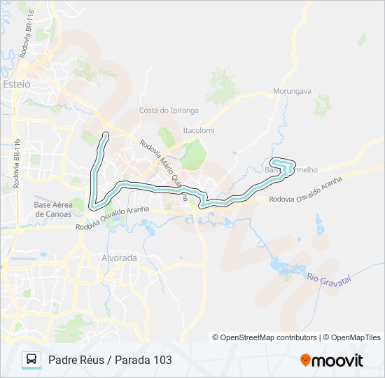 Mapa de R660 GRAVATAÍ / DISTRITO CACHOEIRINHA de autobús