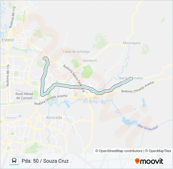 R660 GRAVATAÍ / DISTRITO CACHOEIRINHA Bus Line Map