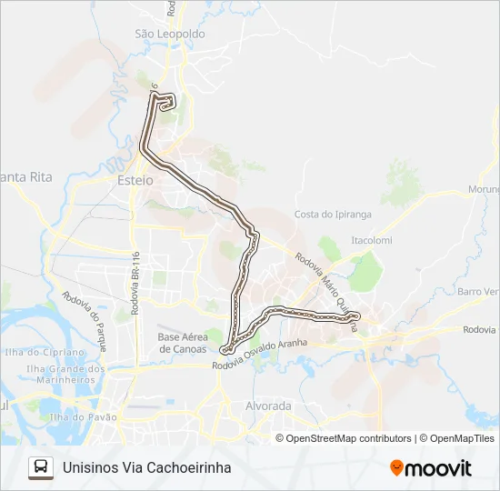 R689 GRAVATAÍ / UNISINOS SÃO LEOPOLDO Bus Line Map