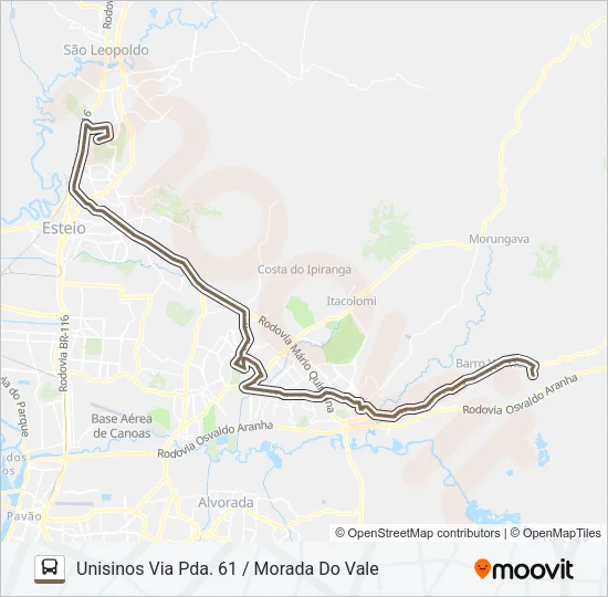 R689 GRAVATAÍ / UNISINOS SÃO LEOPOLDO Bus Line Map