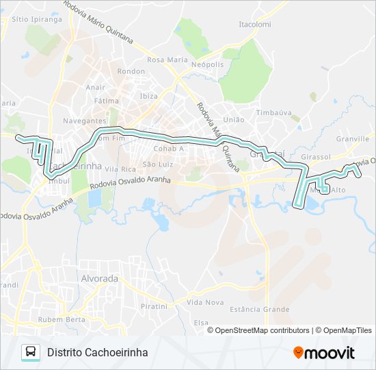 Mapa da linha R659 MATO ALTO / DISTRITO CACHOEIRINHA de ônibus