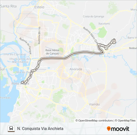 W594 GRAVATAÍ VIA FREE-WAY - EXECUTIVO Bus Line Map