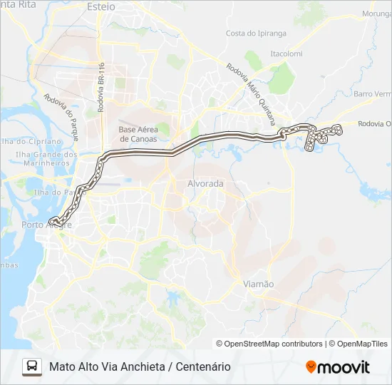 W594 GRAVATAÍ VIA FREE-WAY - EXECUTIVO Bus Line Map