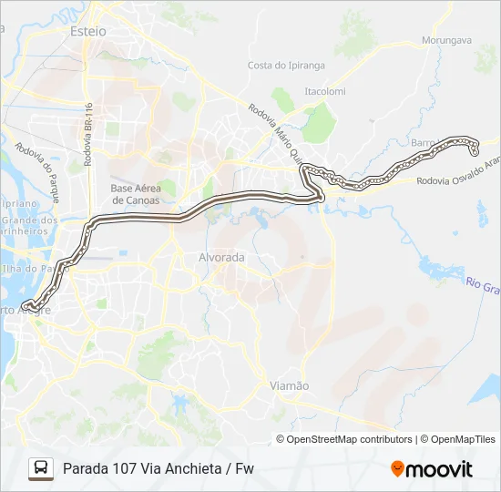 W620 GRAVATAÍ - PARADA 107 - EXECUTIVO Bus Line Map