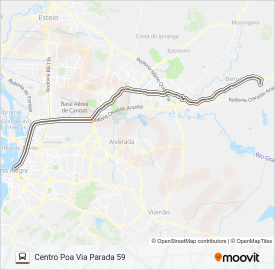 W620 GRAVATAÍ - PARADA 107 - EXECUTIVO Bus Line Map