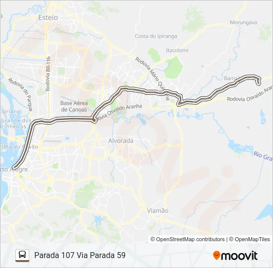 W620 GRAVATAÍ - PARADA 107 - EXECUTIVO Bus Line Map