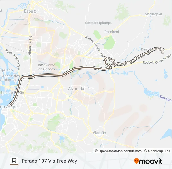 W620 GRAVATAÍ - PARADA 107 - EXECUTIVO Bus Line Map