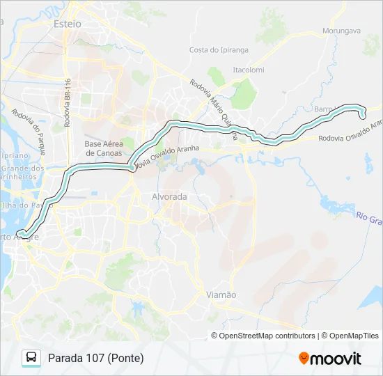 W622 GRAVATAÍ - PARADA 107 VIA ANCHIETA Bus Line Map