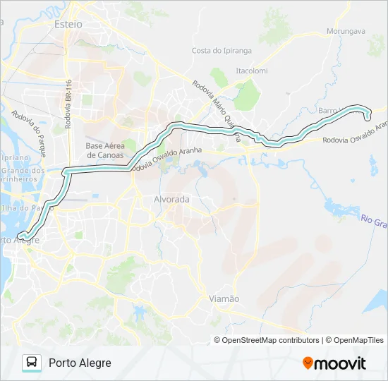 W622 GRAVATAÍ - PARADA 107 VIA ANCHIETA Bus Line Map
