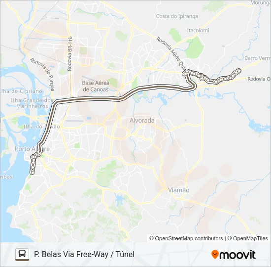 SW51 GRAVATAÍ / PRAIA DE BELAS - EXECUTIVO Bus Line Map