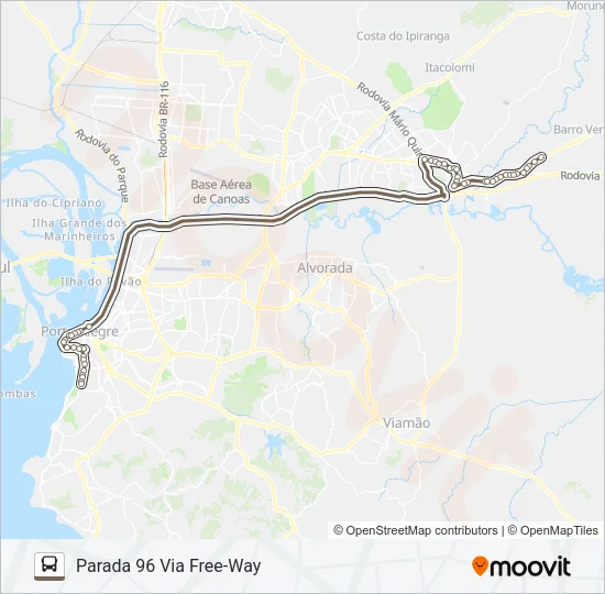 SW51 GRAVATAÍ / PRAIA DE BELAS - EXECUTIVO Bus Line Map