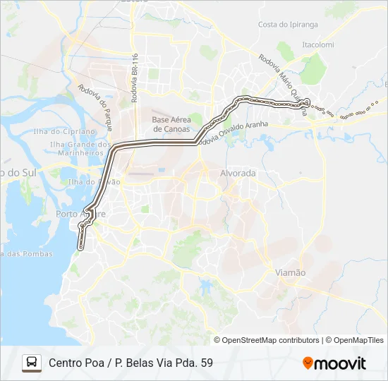 SW51 GRAVATAÍ / PRAIA DE BELAS - EXECUTIVO Bus Line Map