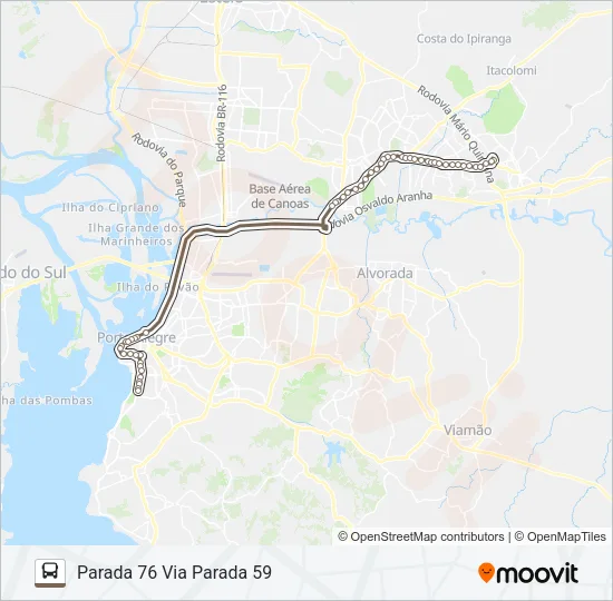 SW51 GRAVATAÍ / PRAIA DE BELAS - EXECUTIVO Bus Line Map
