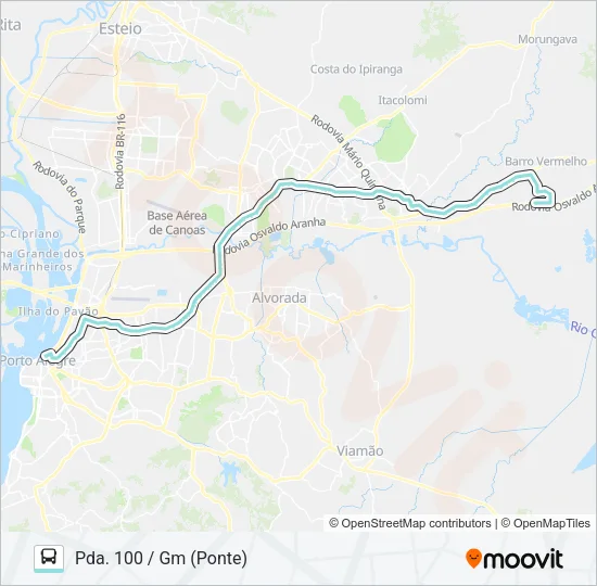W621 GRAVATAÍ - PARADA 107 VIA ASSIS BRASIL Bus Line Map
