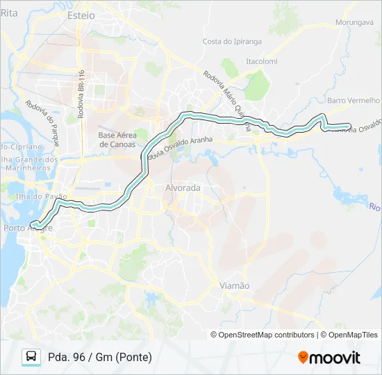 W621 GRAVATAÍ - PARADA 107 VIA ASSIS BRASIL Bus Line Map