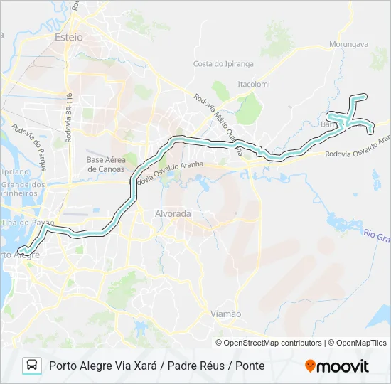 W621 GRAVATAÍ - PARADA 107 VIA ASSIS BRASIL Bus Line Map