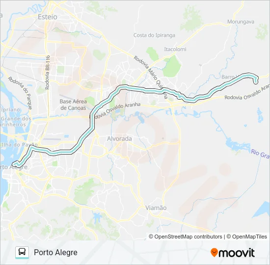 W621 GRAVATAÍ - PARADA 107 VIA ASSIS BRASIL Bus Line Map