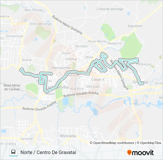 R657 GRAVATAÍ - NORTE / DISTRITO CACHOEIRINHA Bus Line Map