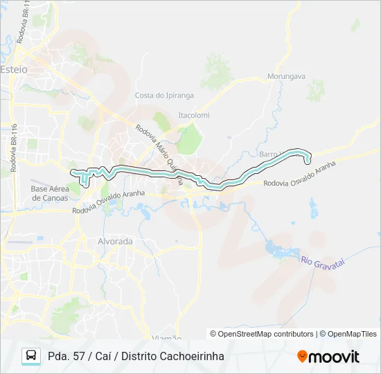 R658 GRAVATAÍ - PARADA 107 / DISTRITO CACHOEIRINHA Bus Line Map