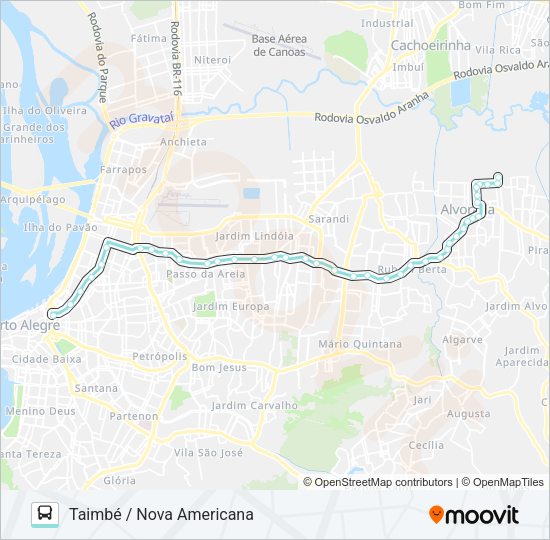 Mapa da linha W171 TAIMBÉ de ônibus