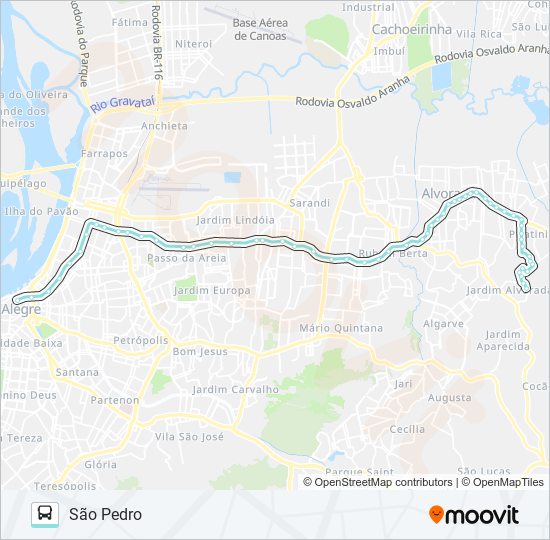 Mapa da linha W204 SÃO PEDRO de ônibus