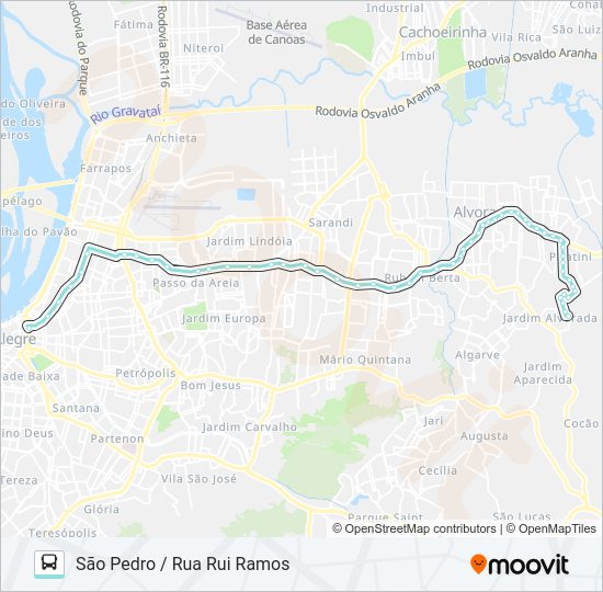 Mapa da linha W204 SÃO PEDRO de ônibus
