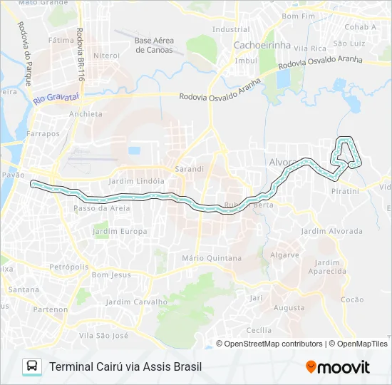W206 UMBU ATÉ CAIRÚ Bus Line Map