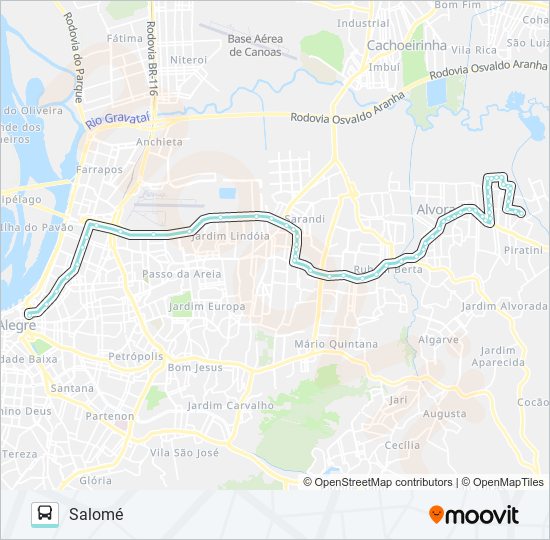 Mapa de W182 SALOMÉ VIA SERTÓRIO de autobús