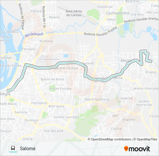 W182 SALOMÉ VIA SERTÓRIO Bus Line Map