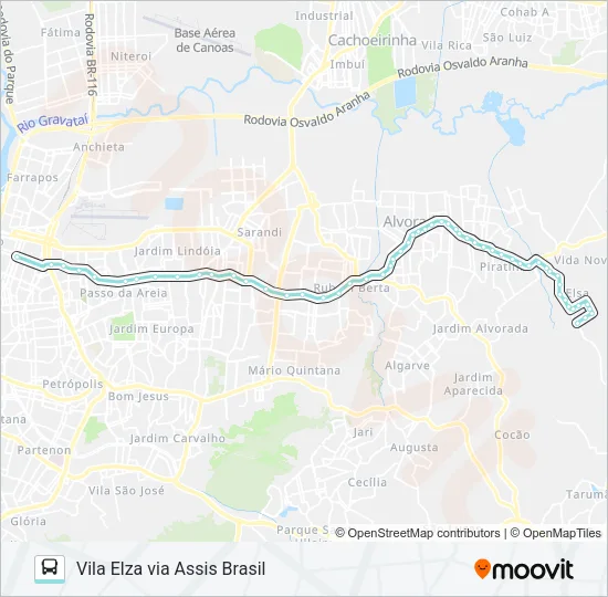 W223 VILA ELZA ATÉ CAIRÚ Bus Line Map