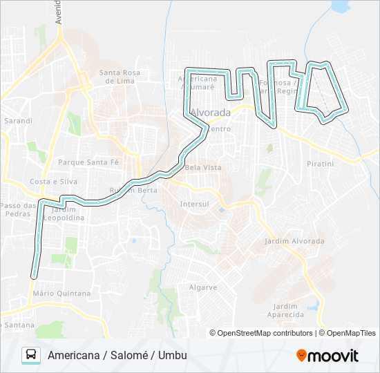 Mapa da linha W206 SALOMÉ / UMBU - FAPA de ônibus