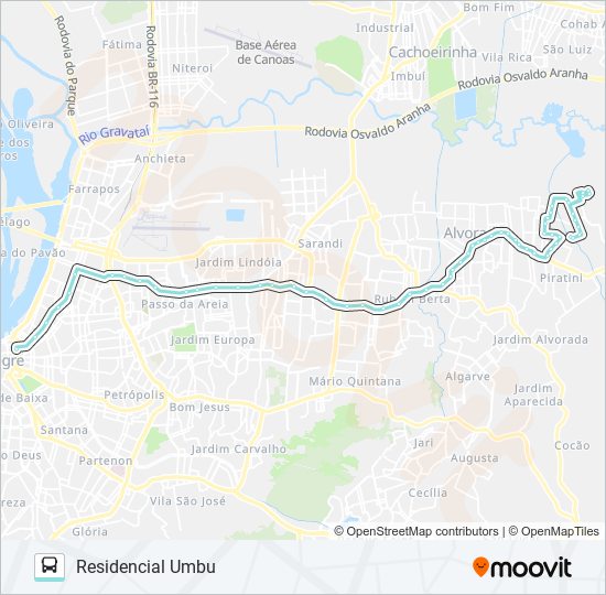 Mapa de W207 UMBU VIA ASSIS BRASIL de autobús