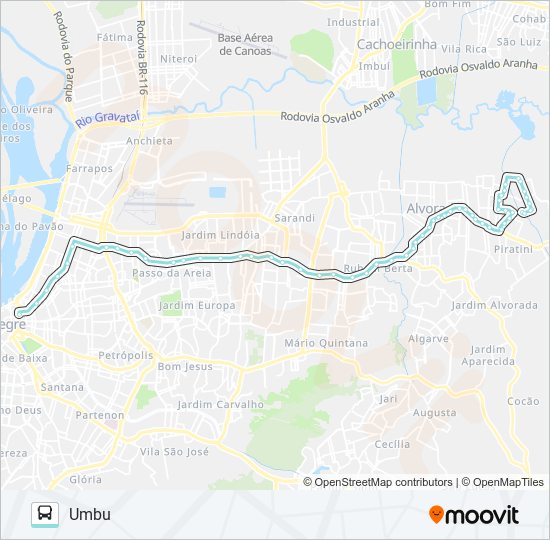 Mapa de W207 UMBU VIA ASSIS BRASIL de autobús