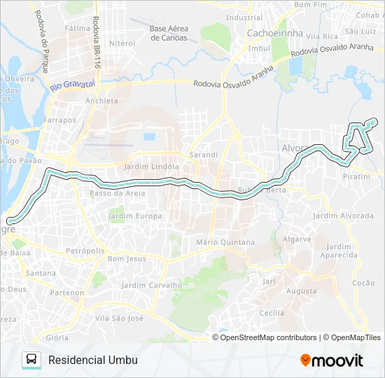 W207 UMBU VIA ASSIS BRASIL Bus Line Map