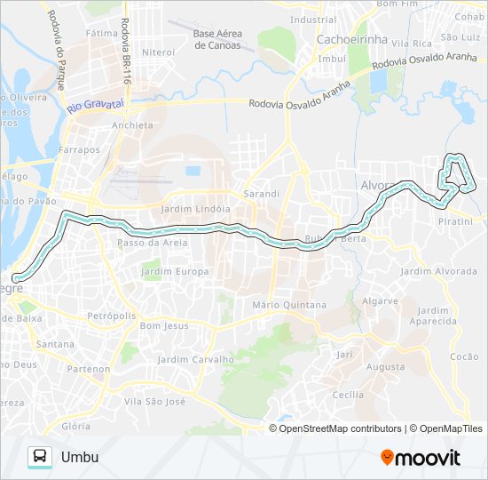 Mapa da linha W207 UMBU VIA ASSIS BRASIL de ônibus