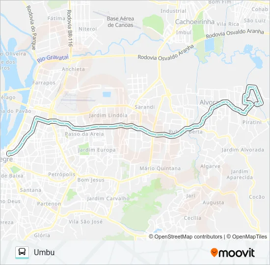 W207 UMBU VIA ASSIS BRASIL Bus Line Map