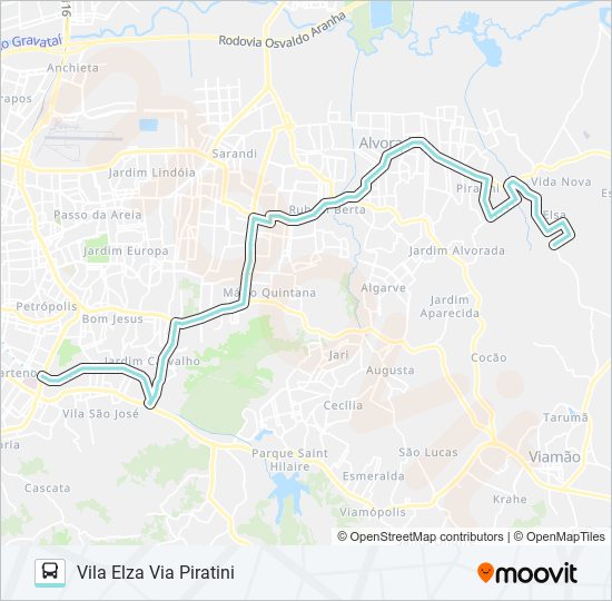 W215 VILA ELZA VIA IPIRANGA bus Line Map