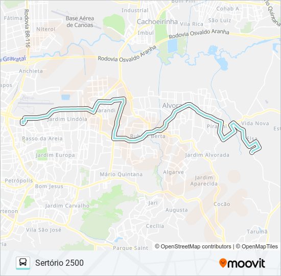 Mapa da linha W224 VILA ELZA / PORTO SECO de ônibus