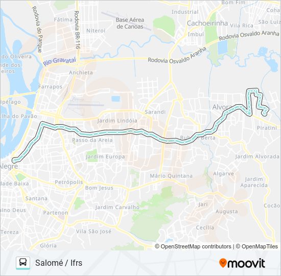 Mapa da linha W181 SALOMÉ VIA ASSIS BRASIL de ônibus