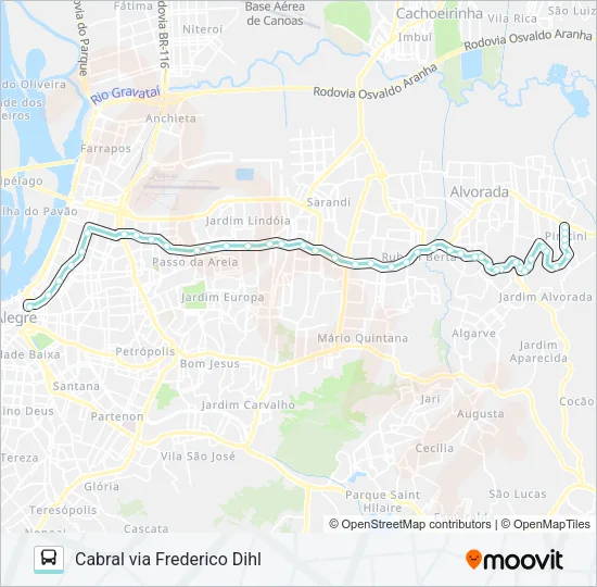 W205 CABRAL VIA ASSIS BRASIL Bus Line Map