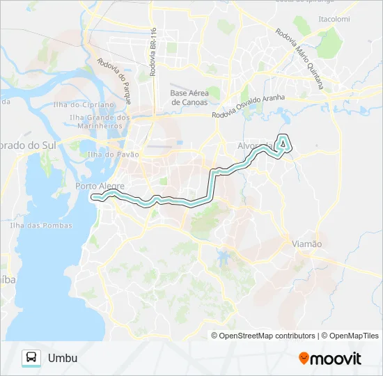 W208 UMBU VIA PROTÁSIO ALVES Bus Line Map