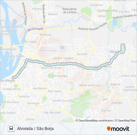 W101 ALVORADA VIA ASSIS BRASIL bus Line Map